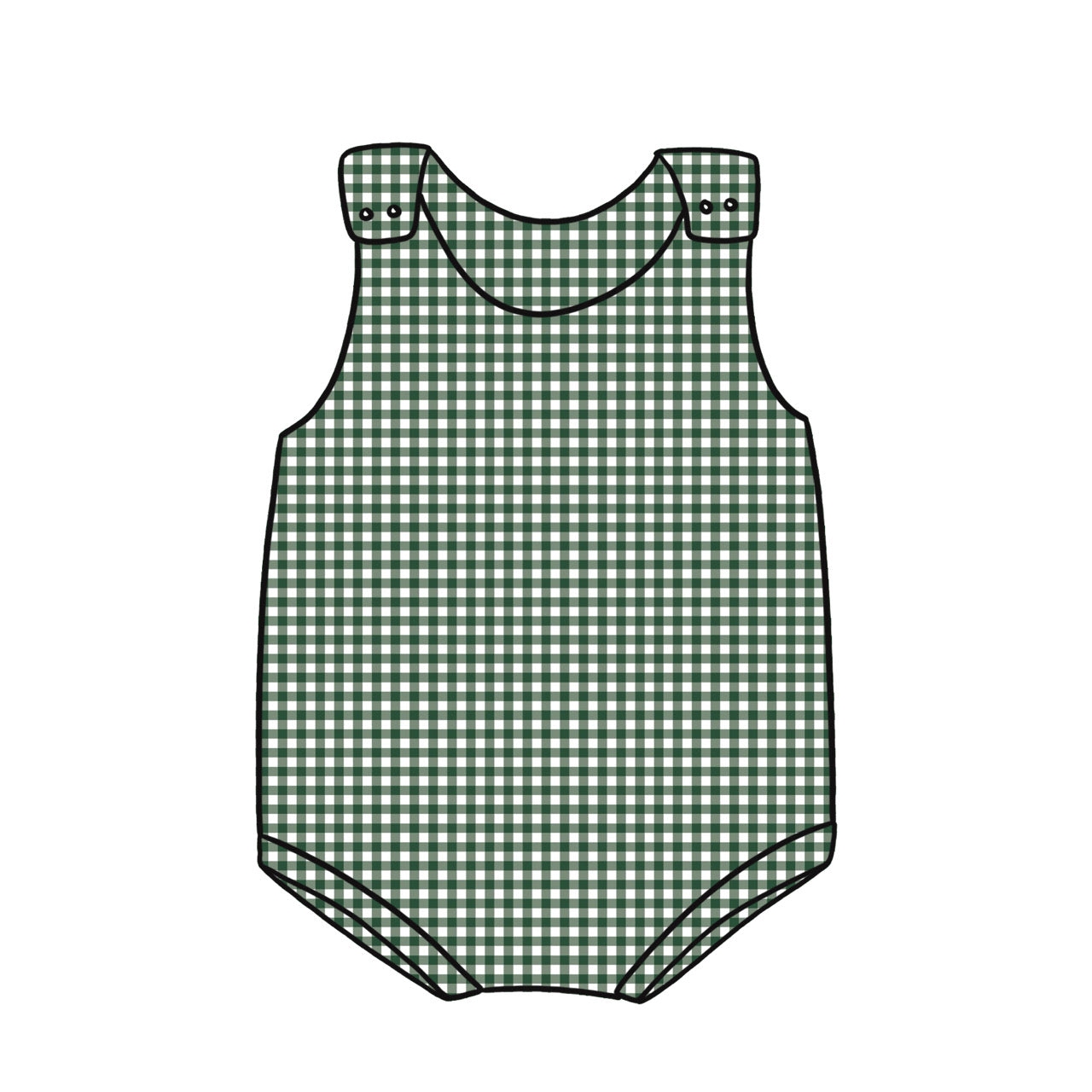 Bummie Romper | Green Gingham
