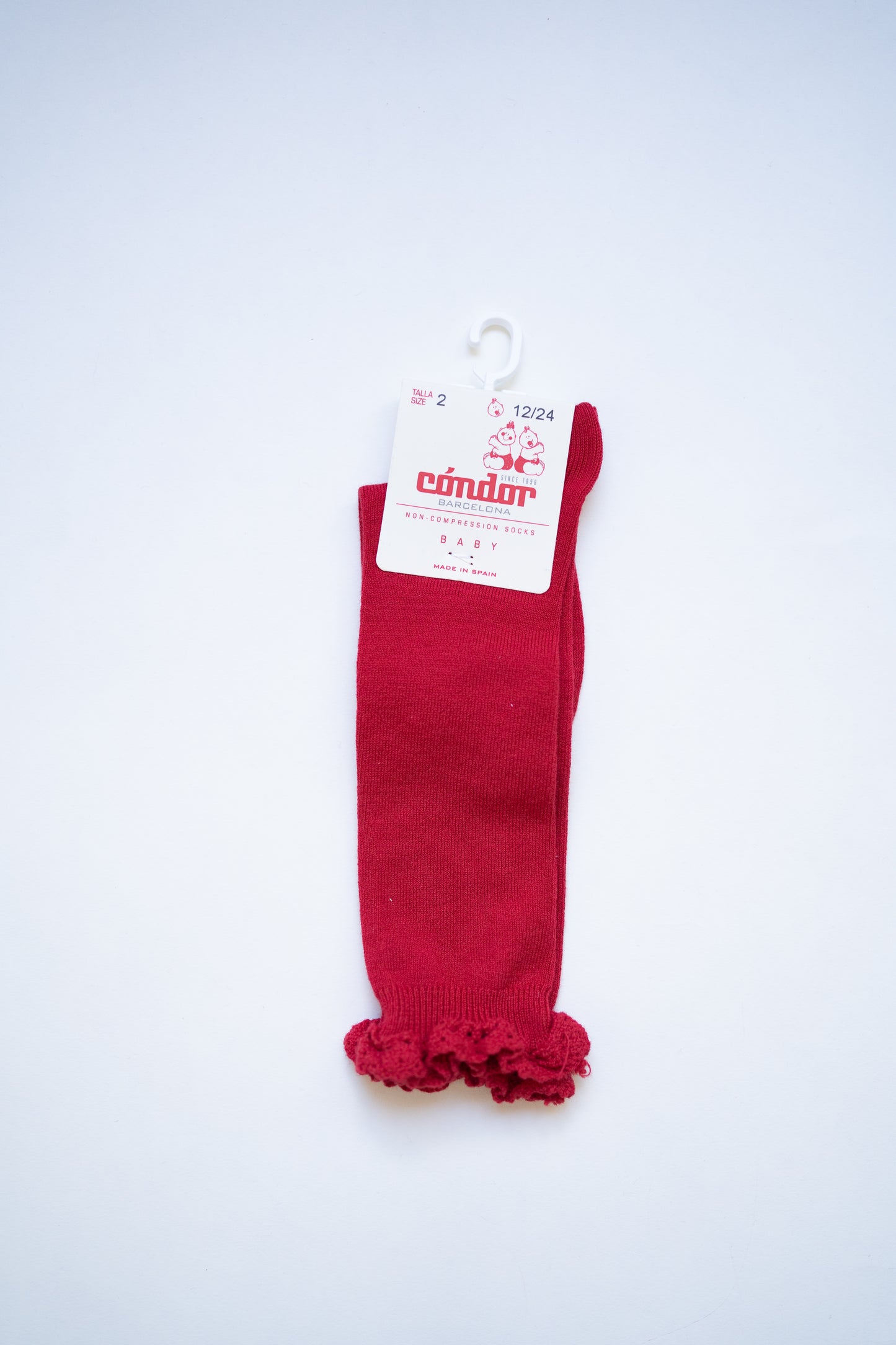 Condor Lace Edge Knee Socks - Red