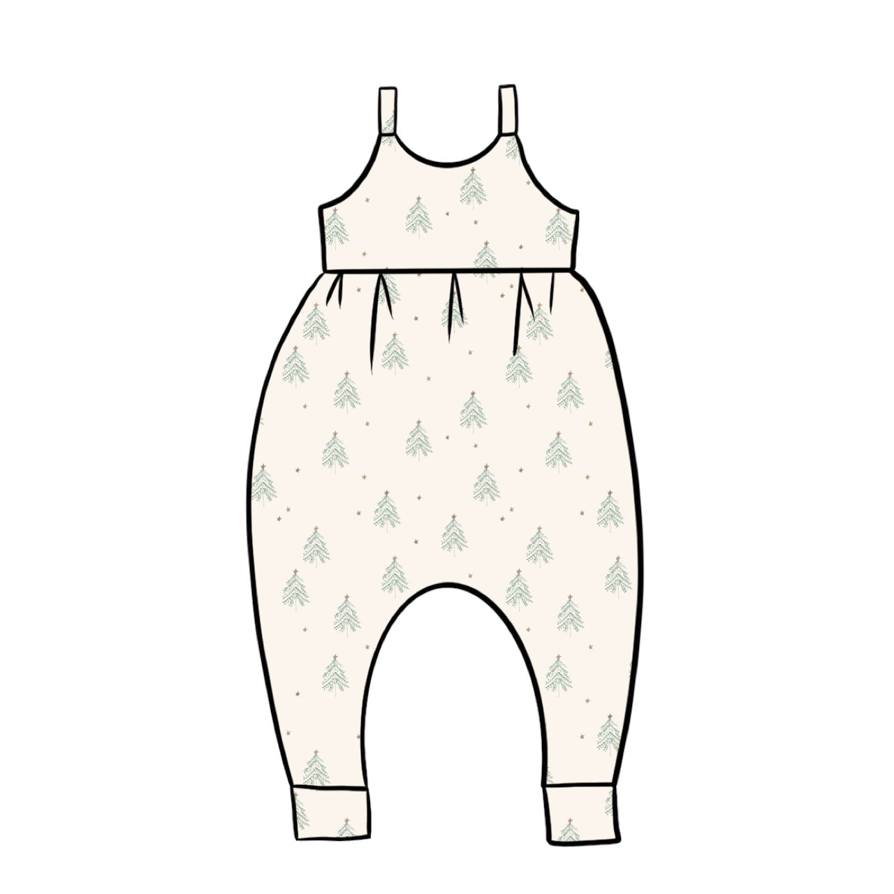 Gathered Romper | Christmas Trees
