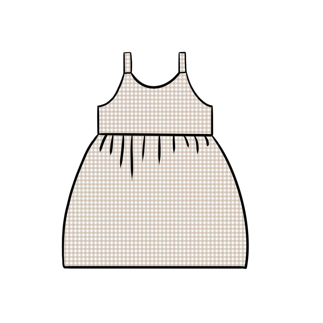 Gathered Dress | Beige Gingham