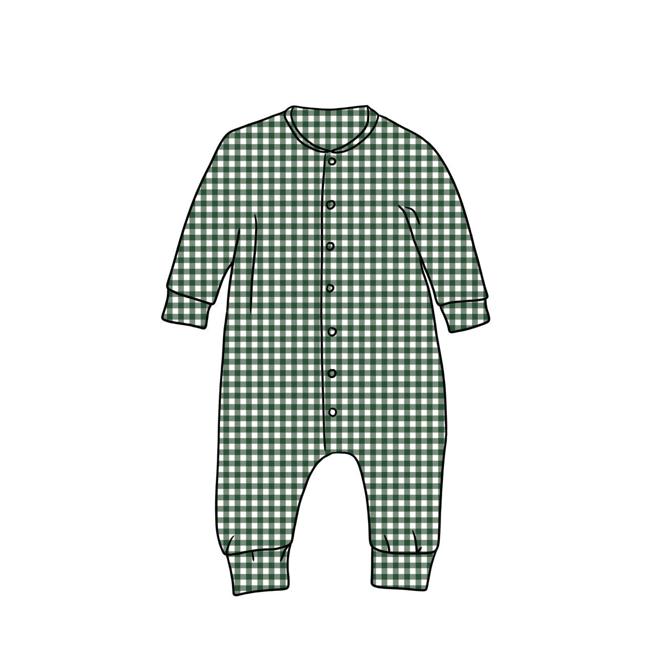 Popperdown Romper | Green Gingham