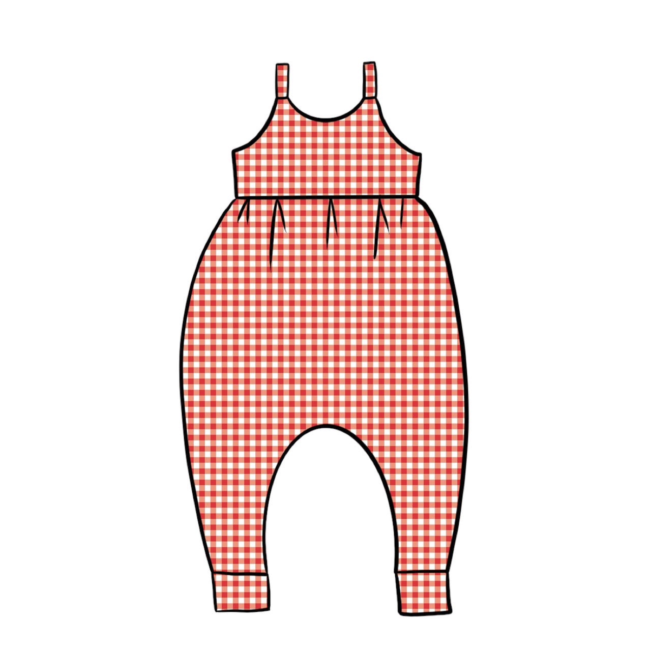 Gathered Romper | Red Gingham