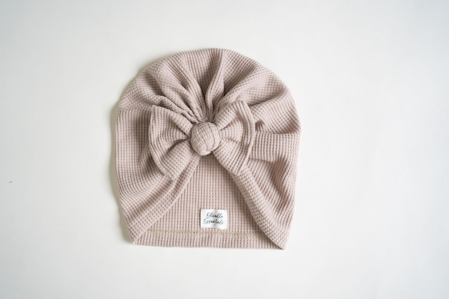 Waffle Knit Bow Turban - Beige