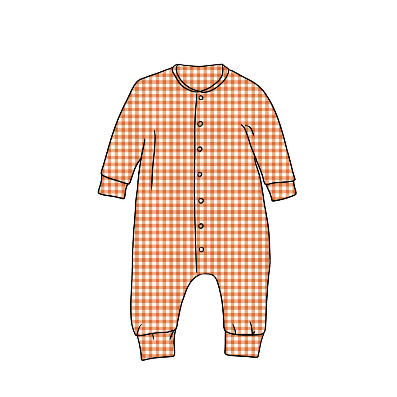 Popperdown Romper | Orange Gingham
