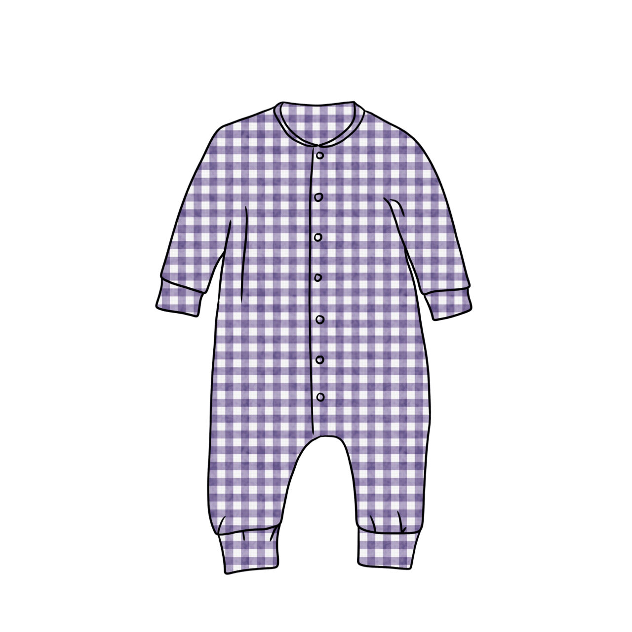 Popperdown Romper | Purple Gingham