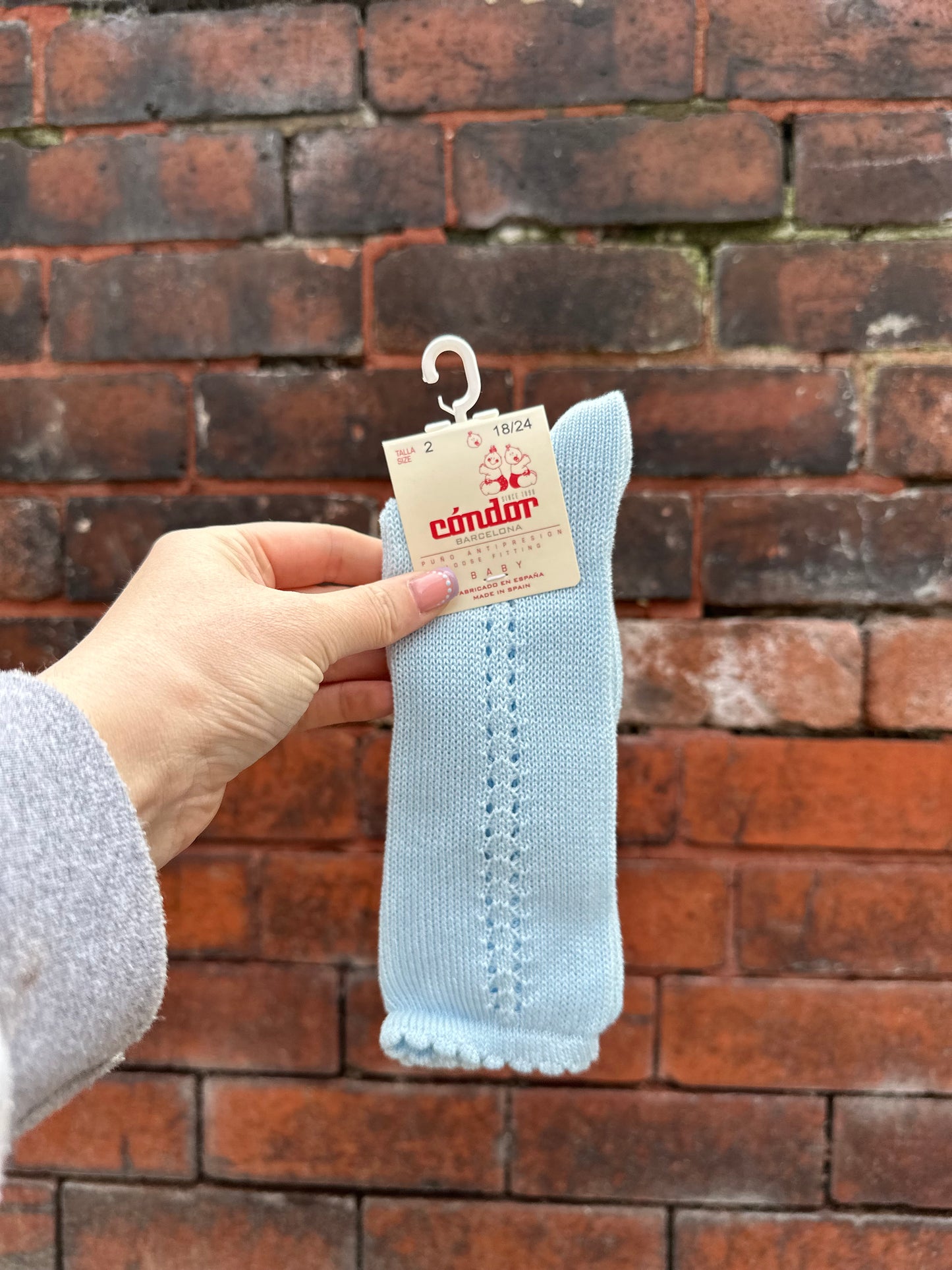 Condor Side Openwork Knee Socks - Baby Blue