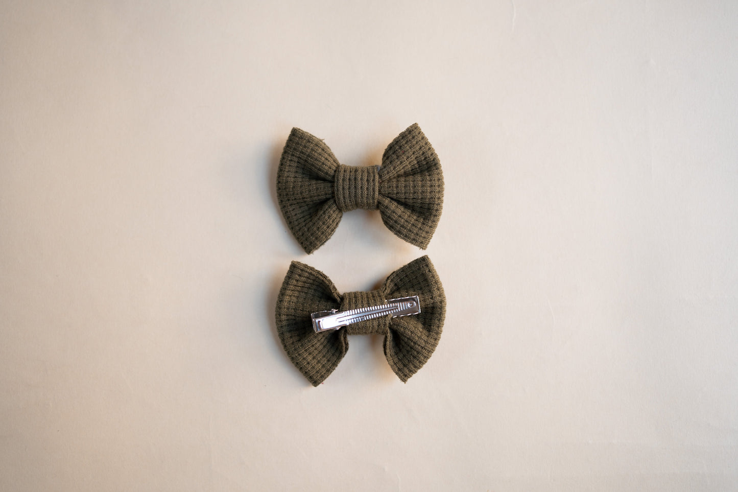 Waffle Bow Clip | Forest Green