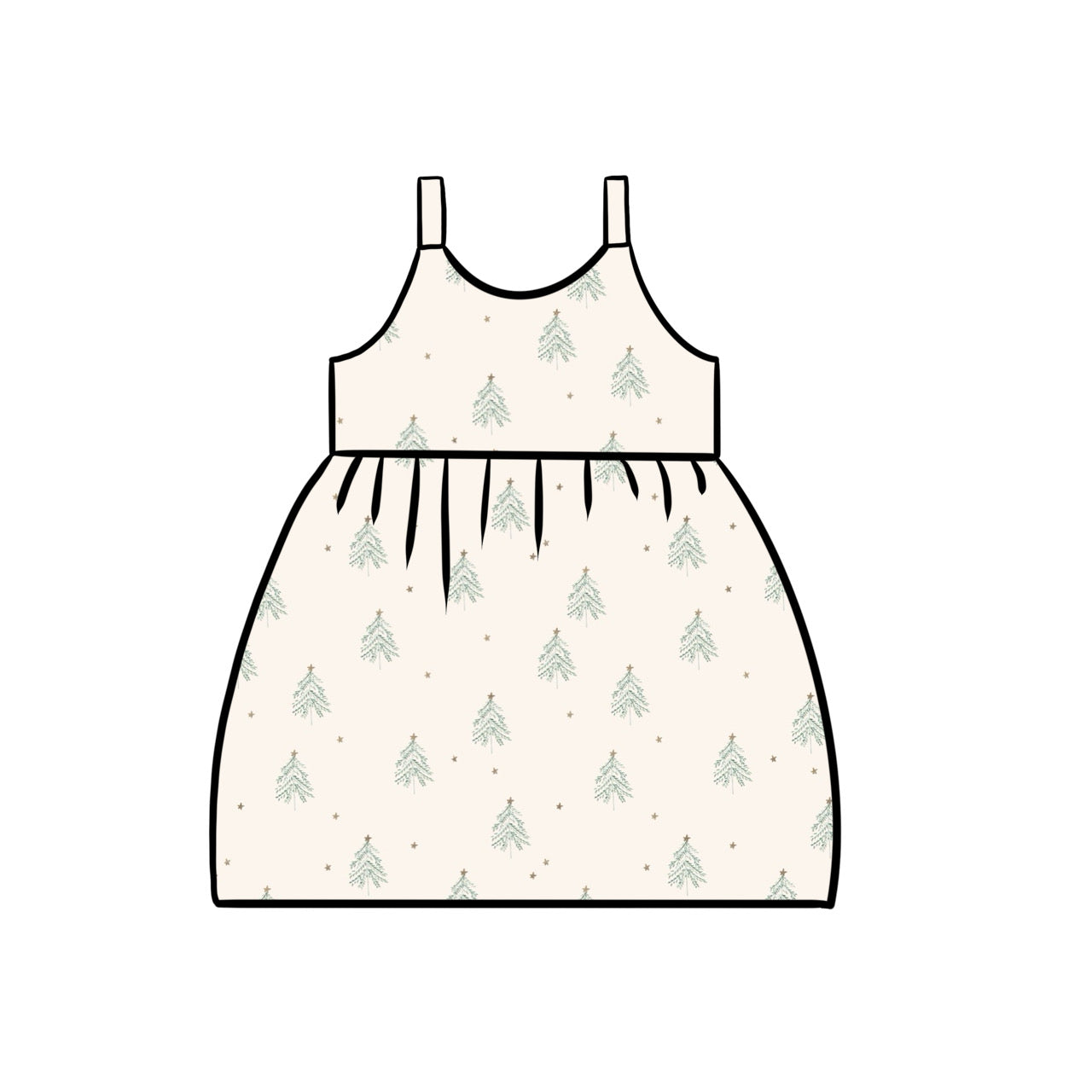 Gathered Dress | Christmas Trees