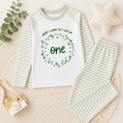 Green Stripe When I Wake Up Pyjamas - Stars