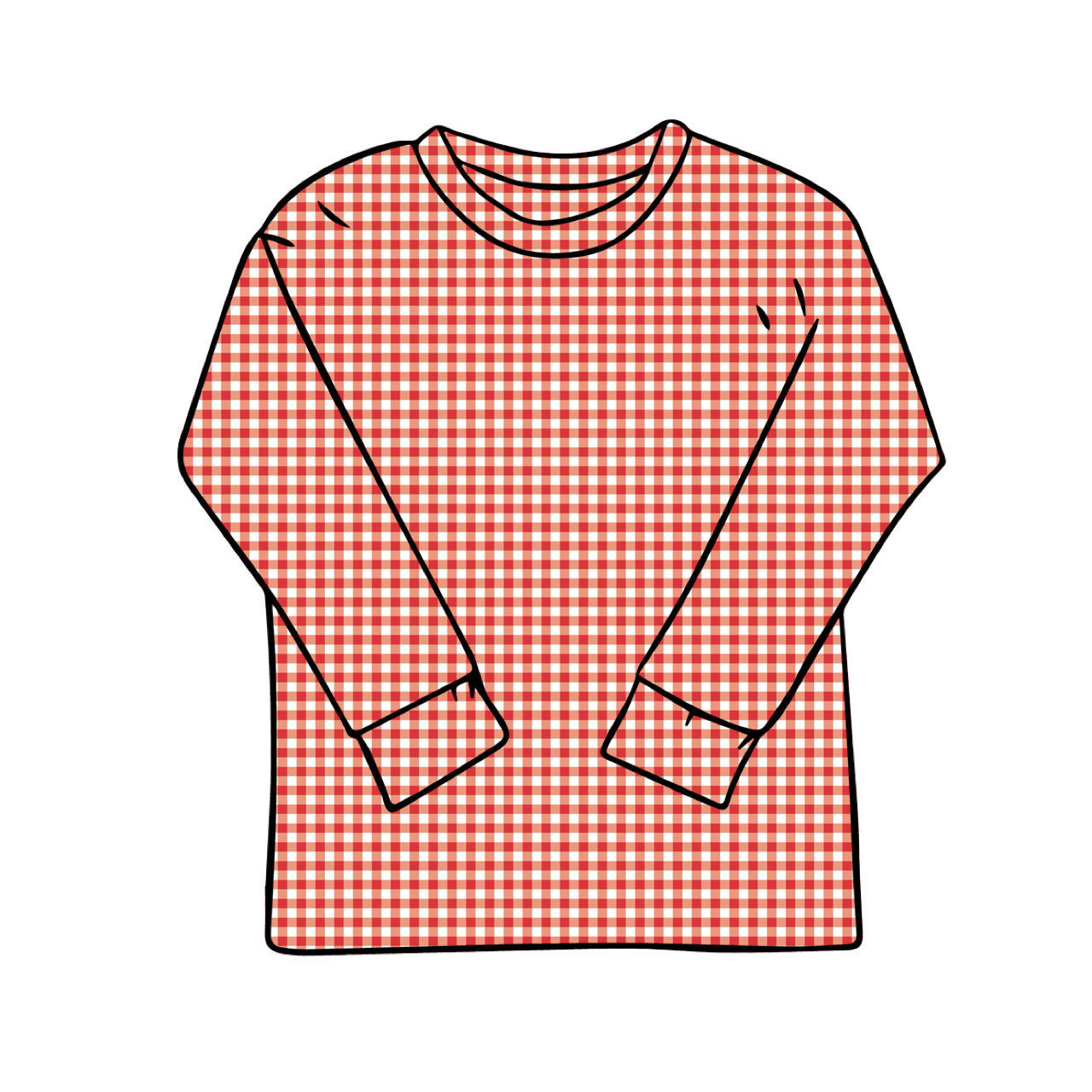 Junior Baggy Tees | Long + Short Sleeve | Red Gingham