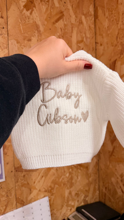 Personalised Baby Knit Cardigan | White