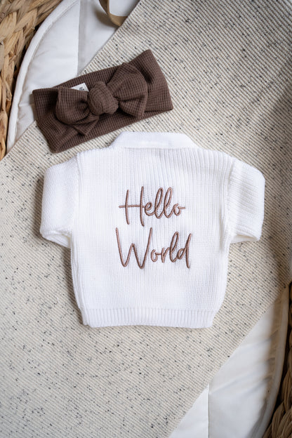 Personalised Baby Knit Cardigan | White