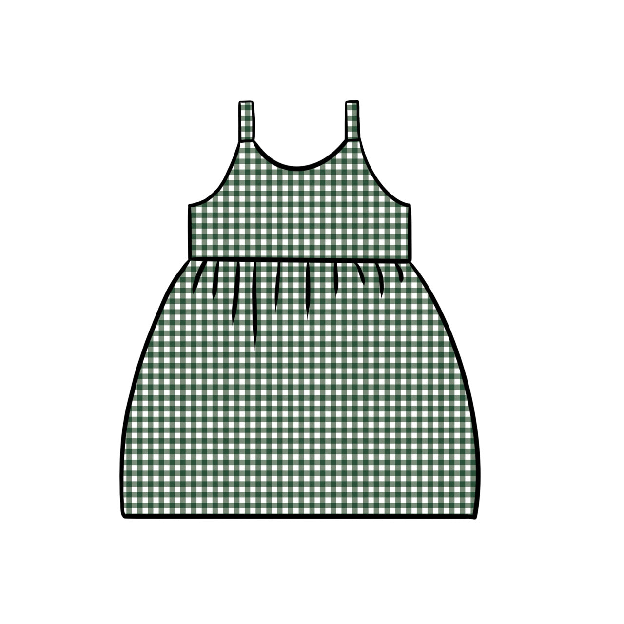 Gathered Dress | Green Gingham