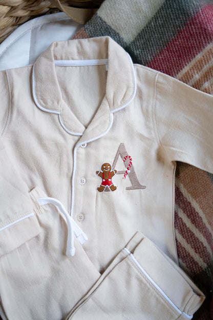 Beige Button Personalised Pj's