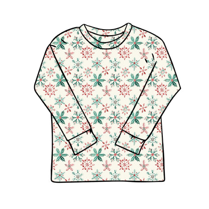 Baggy Tees | Long + Short Sleeve | Festive Snowflakes