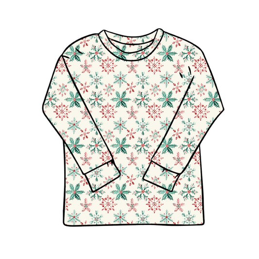 Baggy Tees | Long + Short Sleeve | Festive Snowflakes