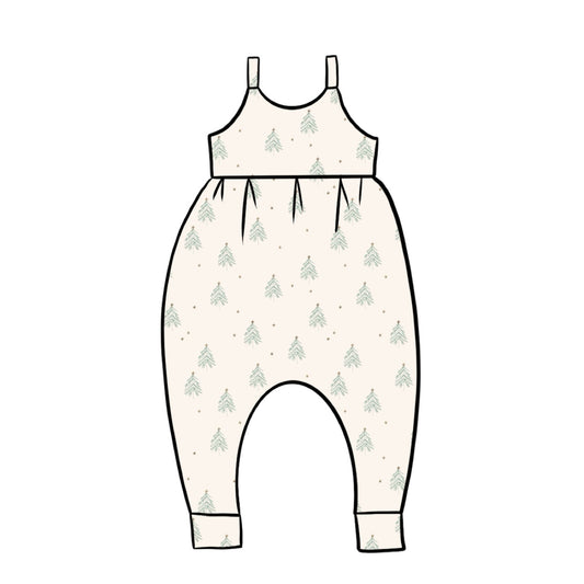 Gathered Romper | Christmas Trees