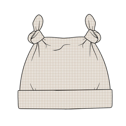 Double Knot Hat | Beige Gingham