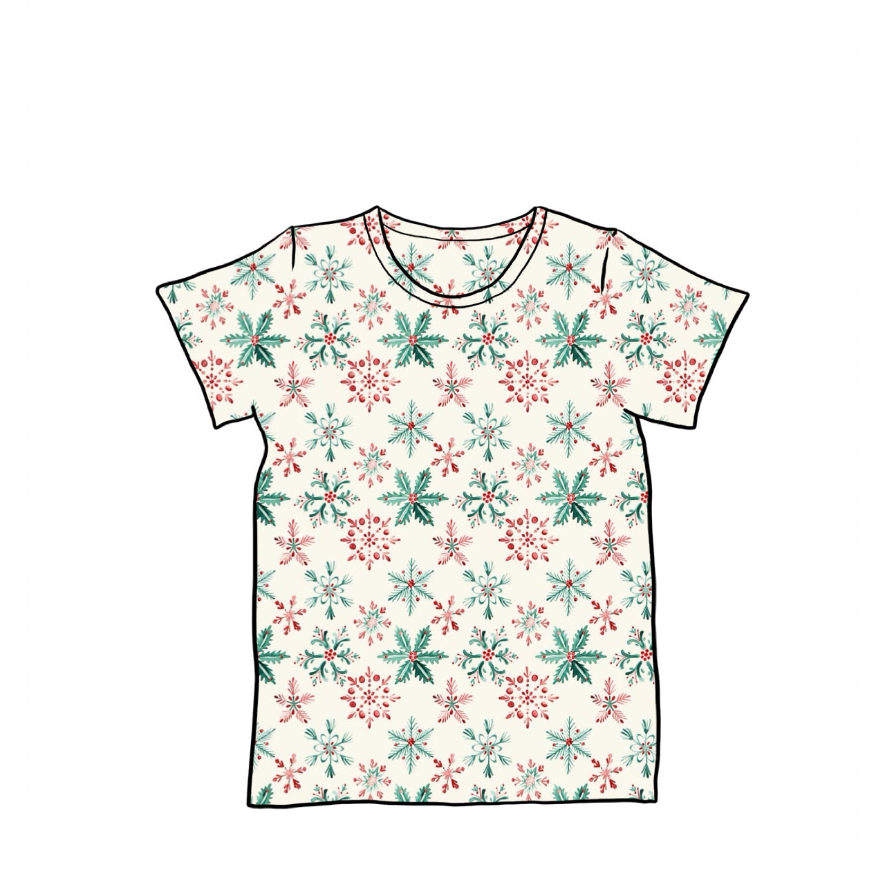 Baggy Tees | Long + Short Sleeve | Festive Snowflakes