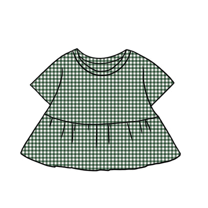 Peplum Tops | Green Gingham
