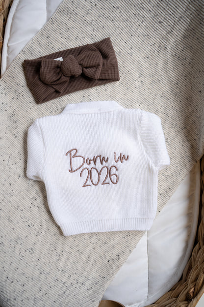 Personalised Baby Knit Cardigan | White