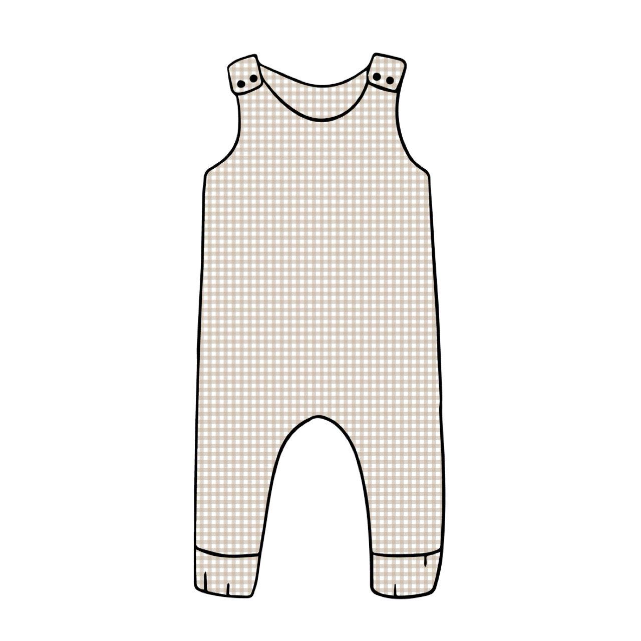 Harem Romper | Beige Gingham