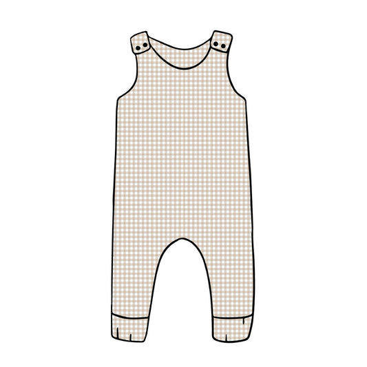 Harem Romper | Beige Gingham