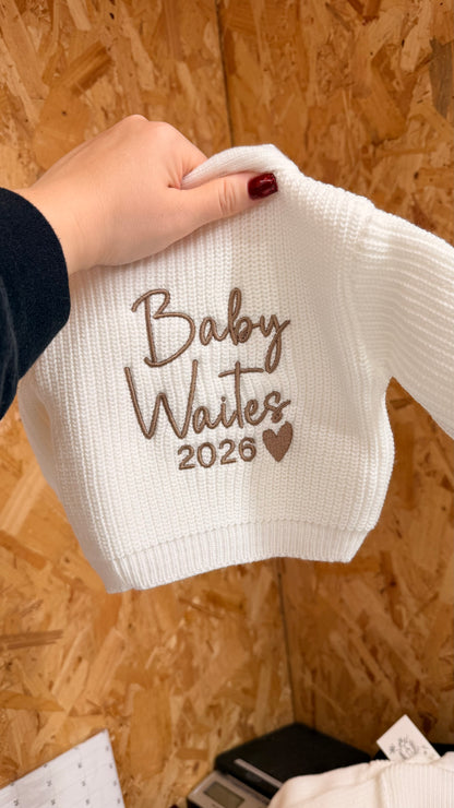 Personalised Baby Knit Cardigan | White