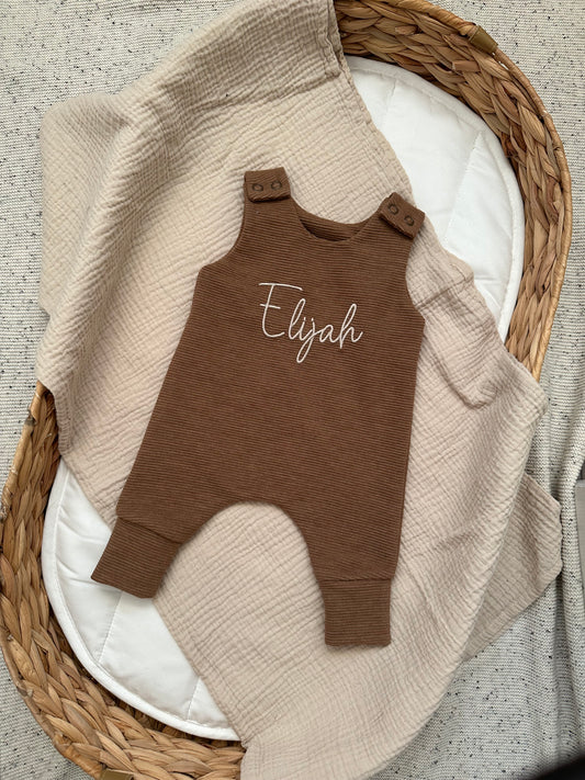 Personalised Harem Romper | Mocha Rib