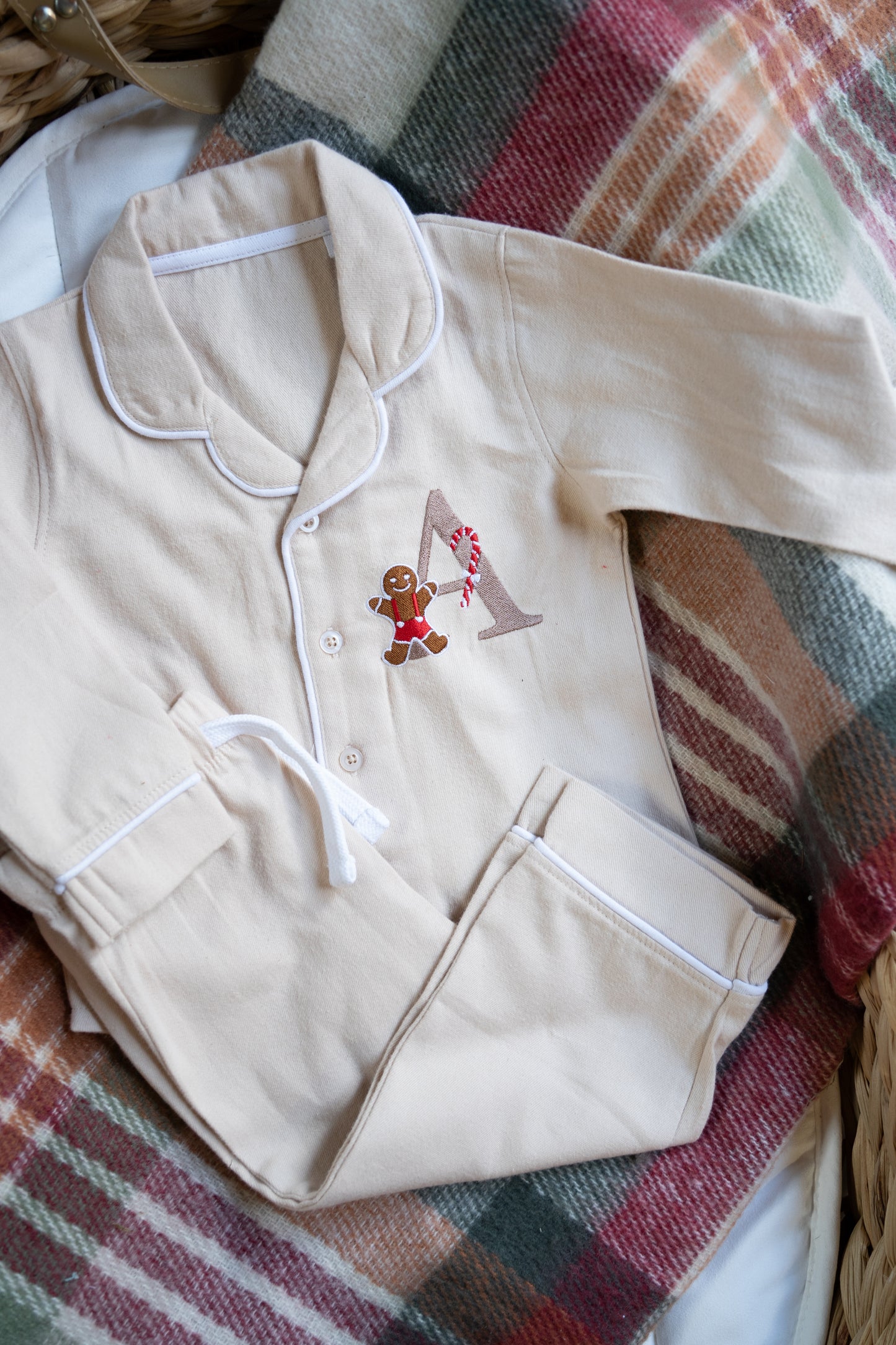 Beige Button Personalised Pj's