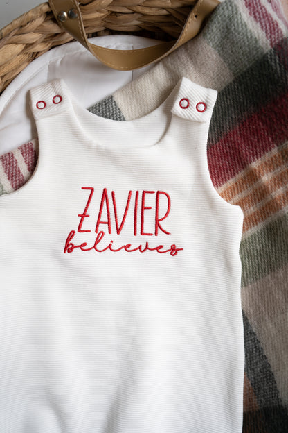 Personalised Bummie Romper | Ecru Rib
