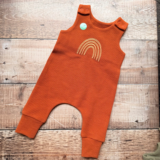Rainbow Rib Harem Romper | Rust