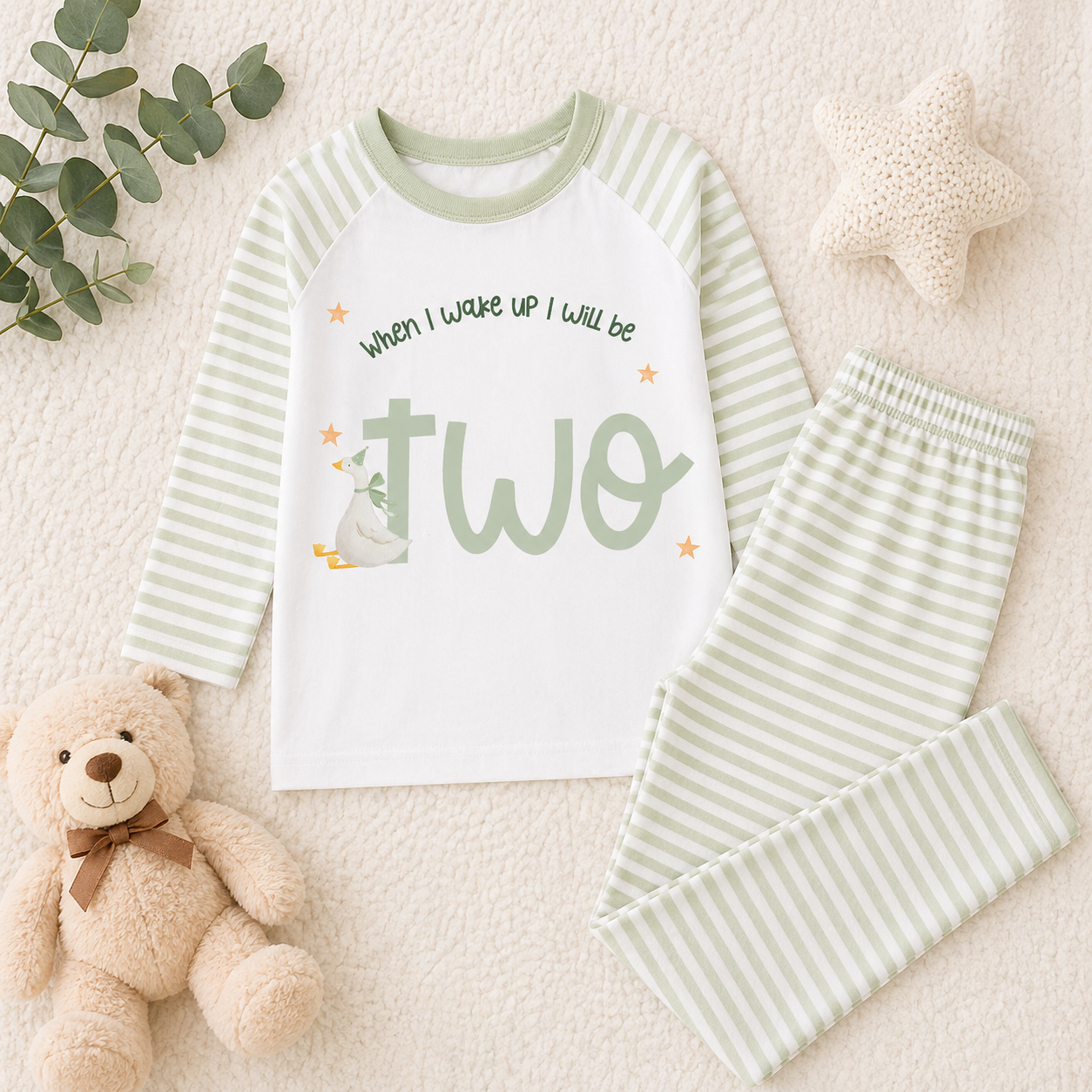 Green Stripe When I Wake Up Pyjamas