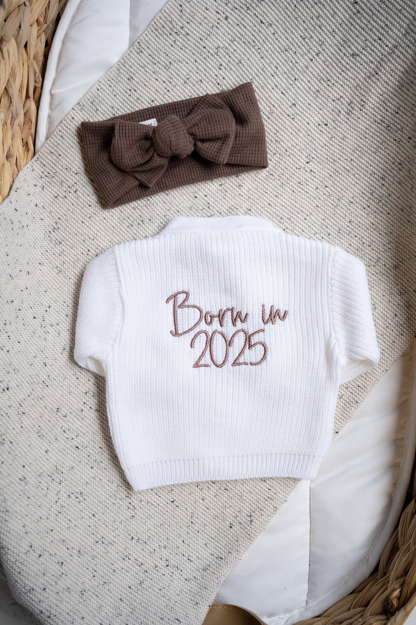 Personalised Baby Knit Cardigan | White