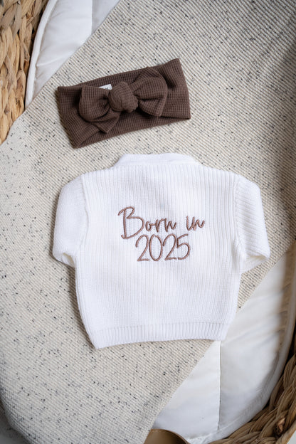 Personalised Baby Knit Cardigan | White