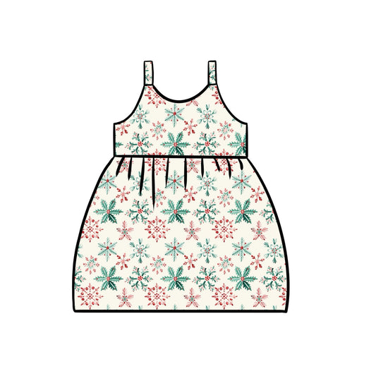 Gathered Dress | Festive Snowflakes