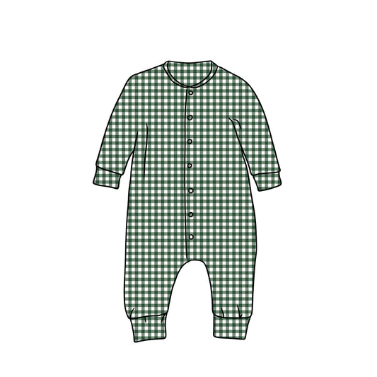 Popperdown Romper | Green Gingham