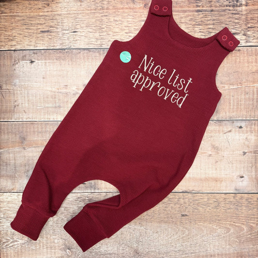 Nice List Harem Romper | Burgundy