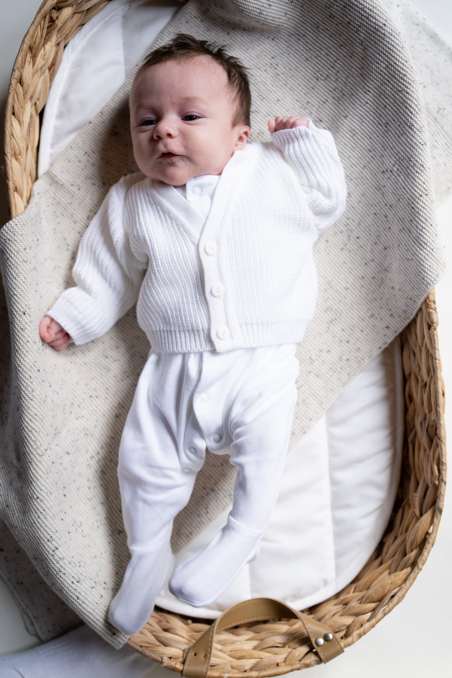 Personalised Baby Knit Cardigan | White