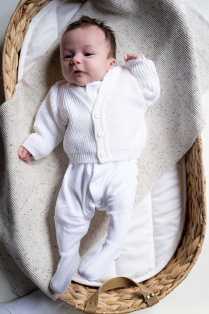 Personalised Baby Knit Cardigan | White