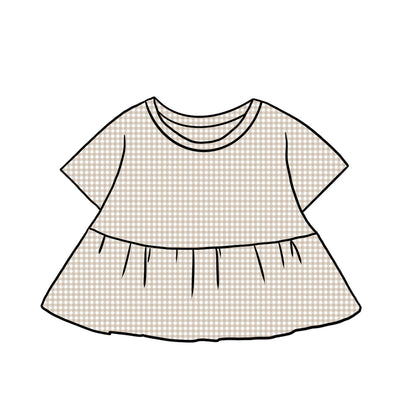 Peplum Tops | Beige Gingham