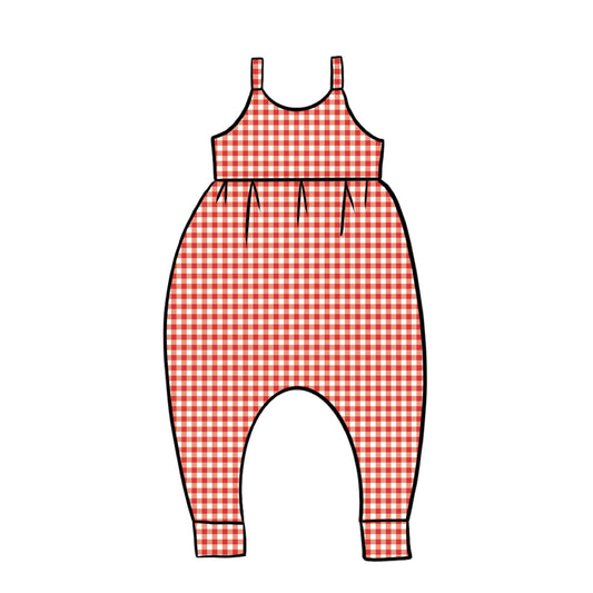 Gathered Romper | Red Gingham