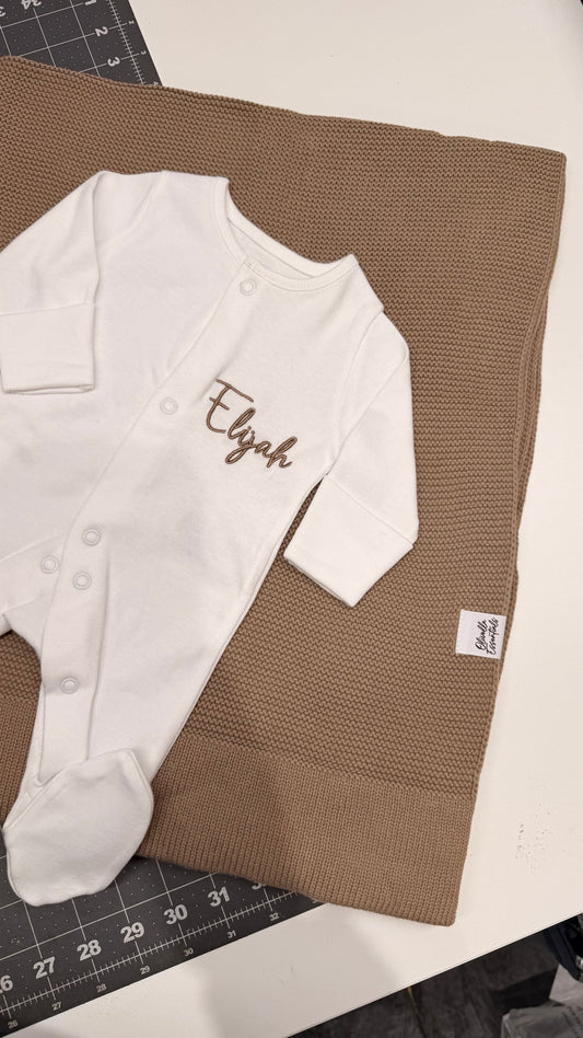 Personalised Baby Sleepsuit | White