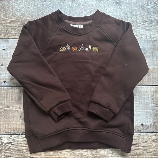 Brown Relaxed Sweatshirt | Mini Leaves