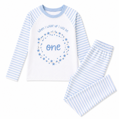 Blue Stripe When I Wake Up Pyjamas Stars