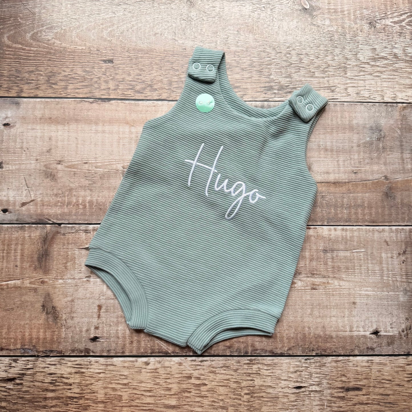 Hugo; Rib Bummie Romper | Blue
