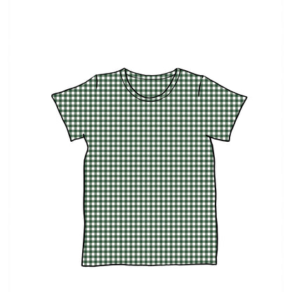 Baggy Tees | Long + Short Sleeve | Green Gingham