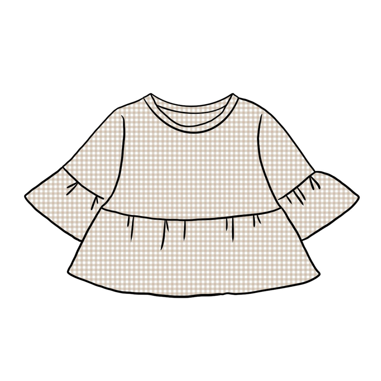 Peplum Tops | Beige Gingham