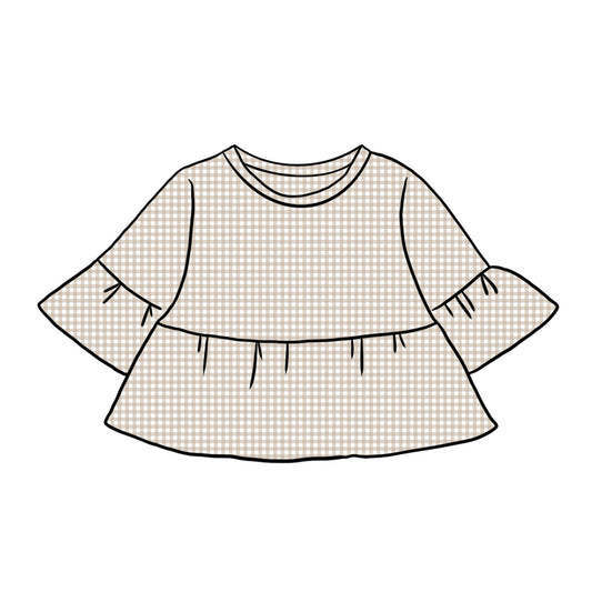 Peplum Tops | Beige Gingham