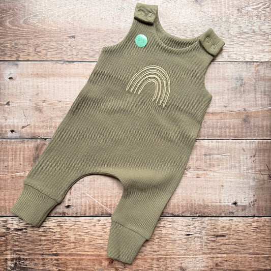 Rainbow Rib Harem Romper | Green